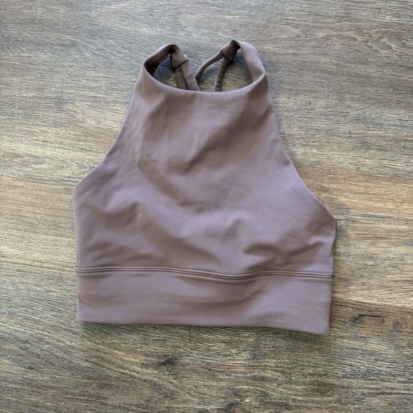 Lululemon Energy High Neck Sports Bra Women's Sz 4 Brown Taupe - Picture 2 of 6